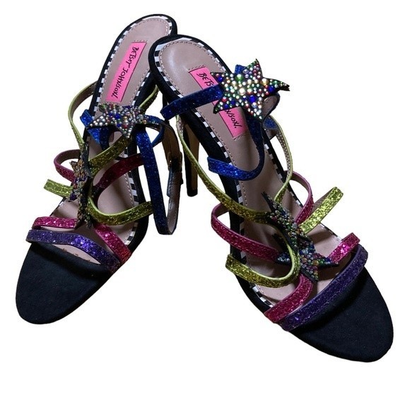 Betsey Johnson multicolored caged glitter star 4” heels. Size 8M. NWOT - Picture 1 of 6
